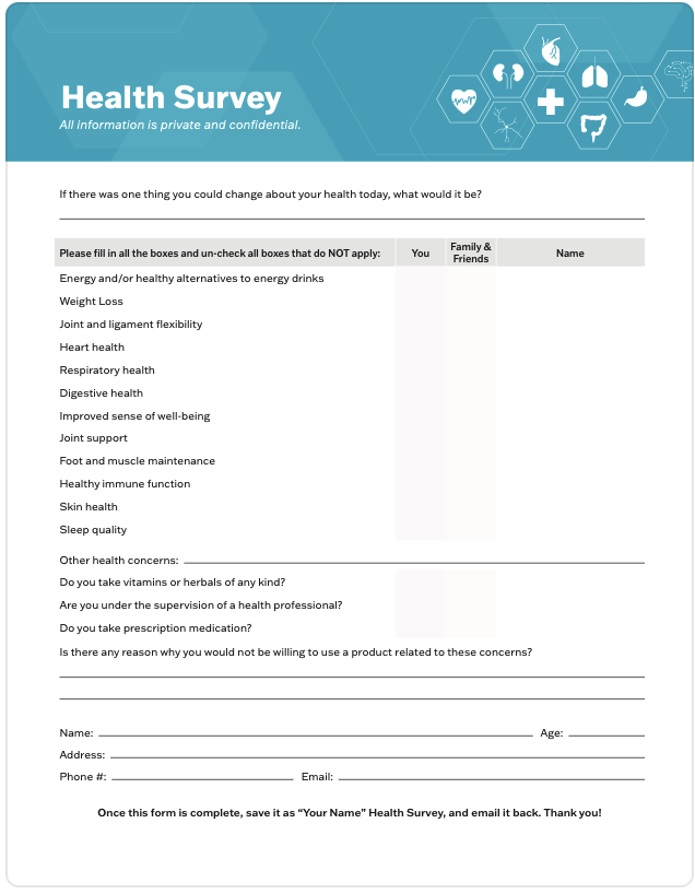 Health Survey Printable