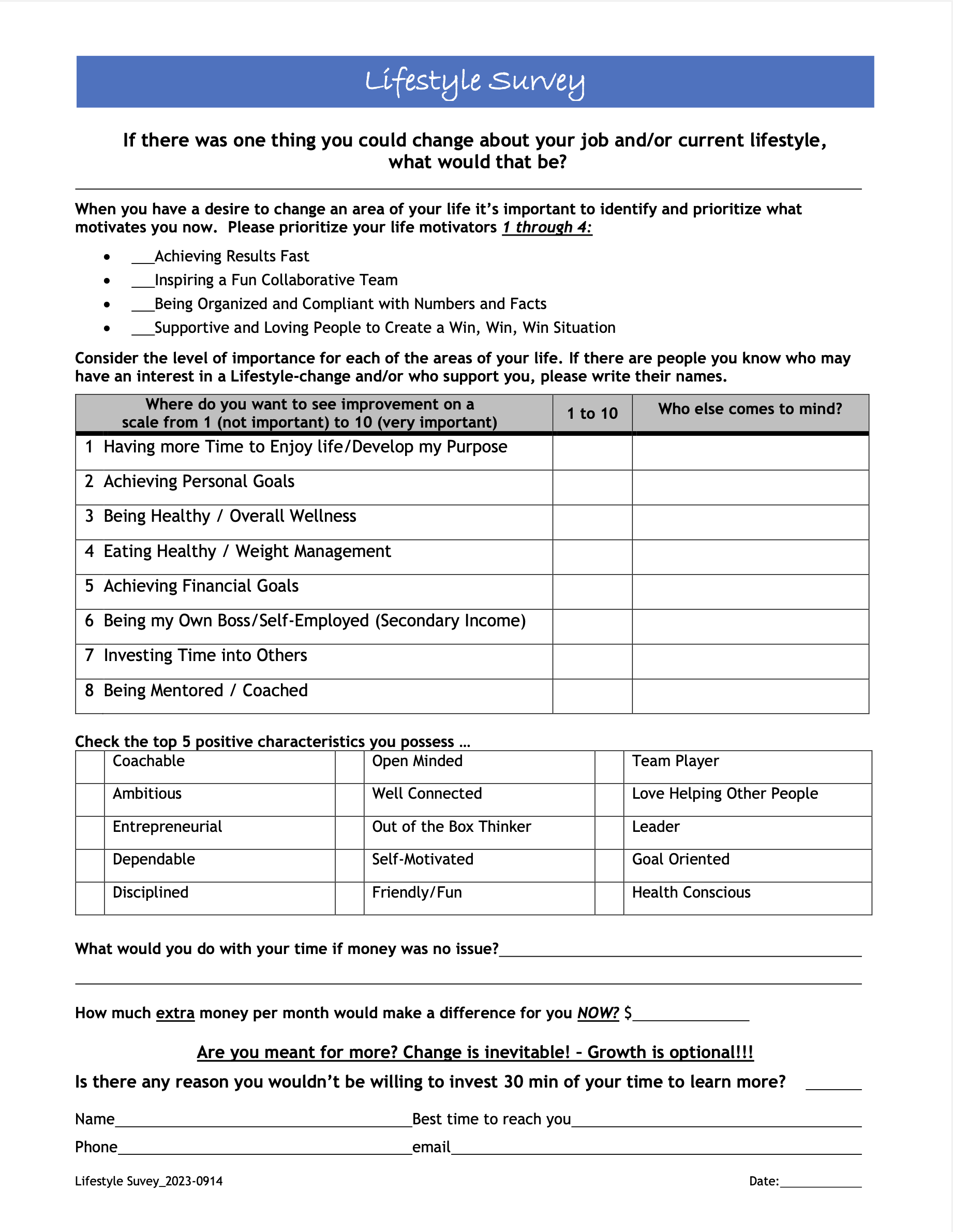 Lifestyle Survey Digital